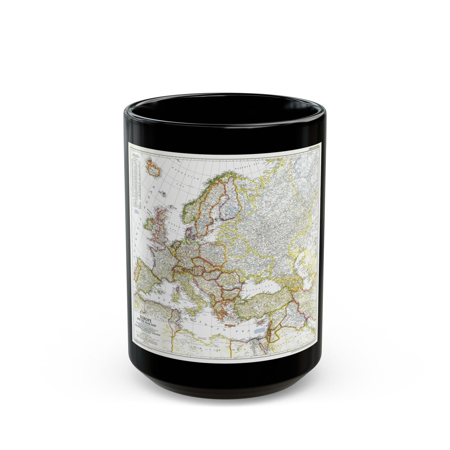 Europe and the Near East (1949) (Map) Black Coffee Mug-15oz-The Sticker Space