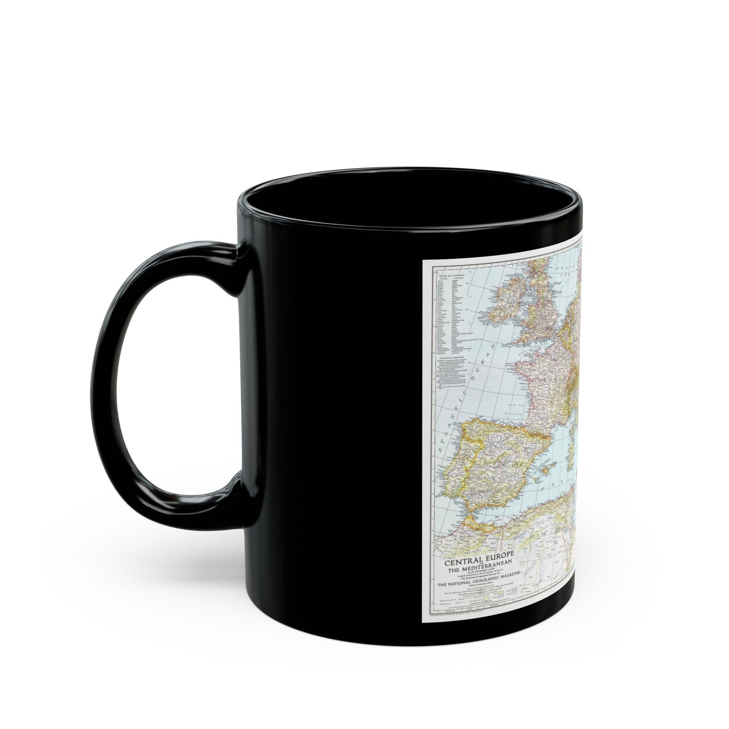 Europe, Central & Mediterranean Sept-1st (1939) (Map) Black Coffee Mug-The Sticker Space