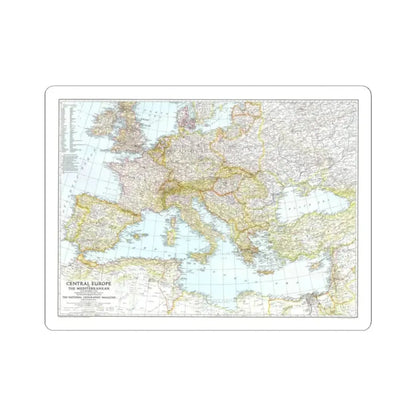 Europe, Central & Mediterranean Sept-1st (1939) (Map) STICKER Vinyl Kiss-Cut Decal 2 Inch White - The Sticker Space