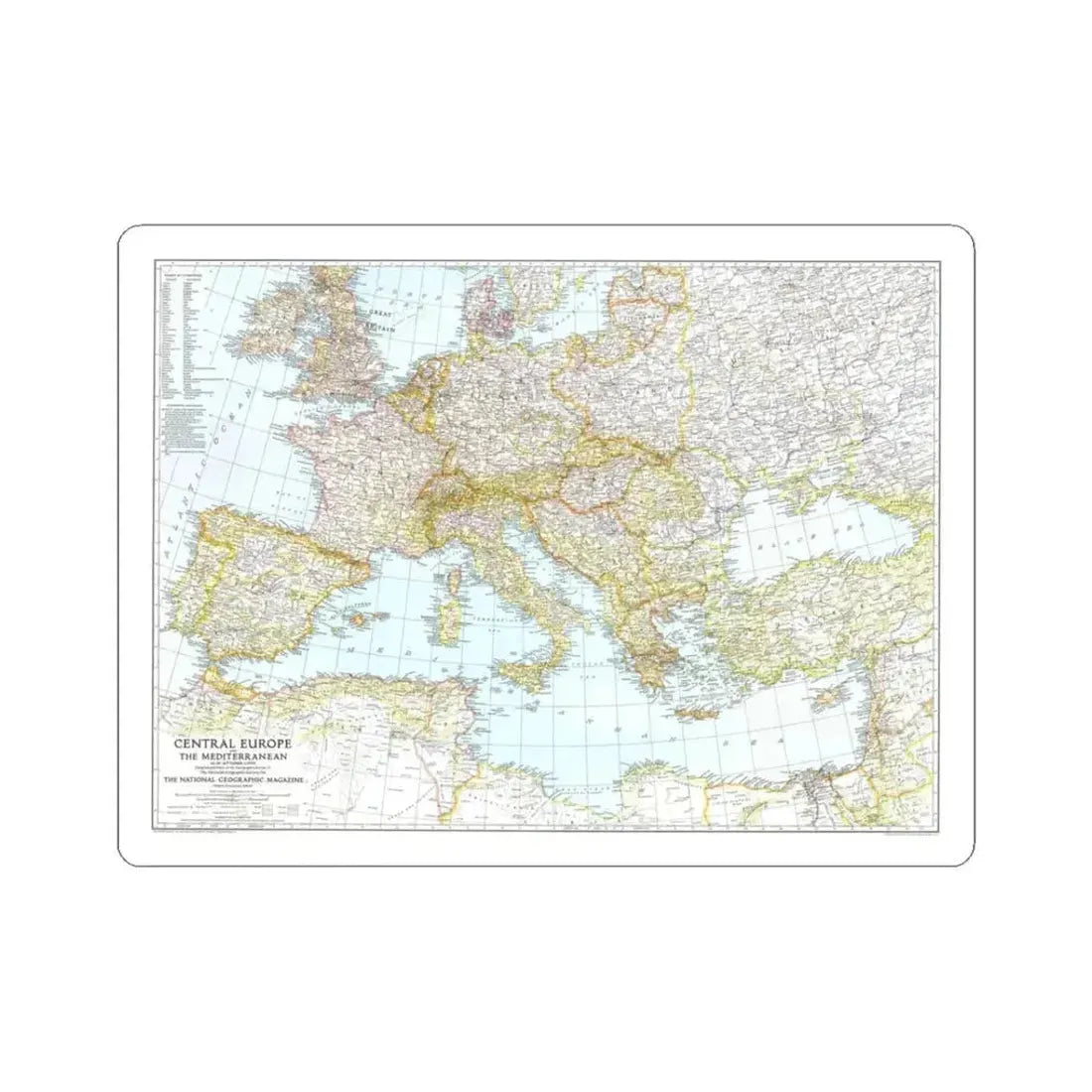 Europe, Central & Mediterranean Sept-1st (1939) (Map) STICKER Vinyl Kiss-Cut Decal 3 Inch White - The Sticker Space