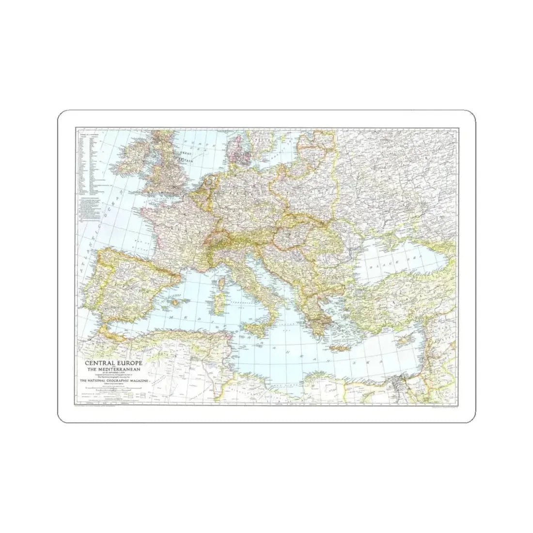 Europe, Central & Mediterranean Sept-1st (1939) (Map) STICKER Vinyl Kiss-Cut Decal 6 Inch White - The Sticker Space