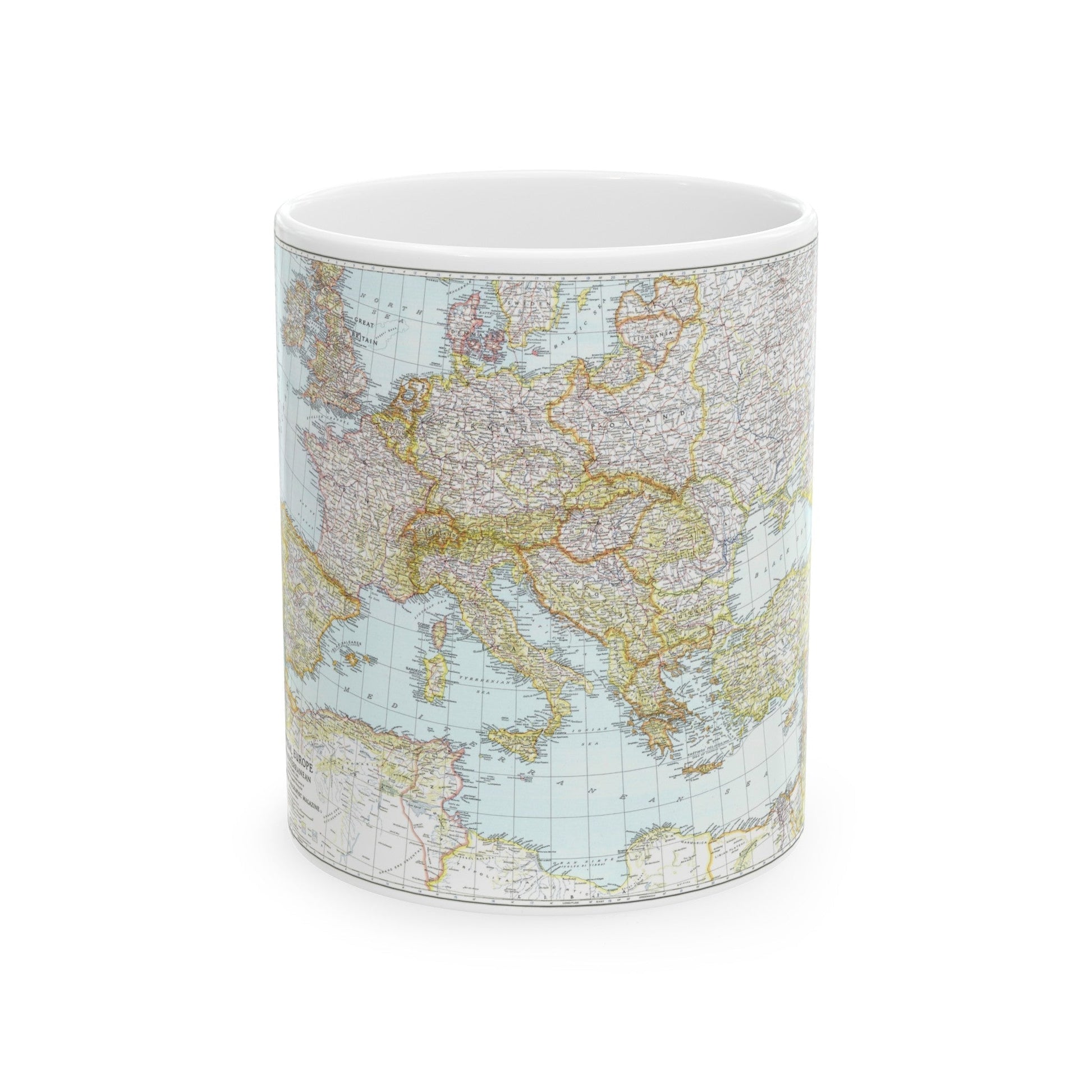 Europe, Central & Mediterranean Sept-1st (1939) (Map) White Coffee Mug-11oz-The Sticker Space