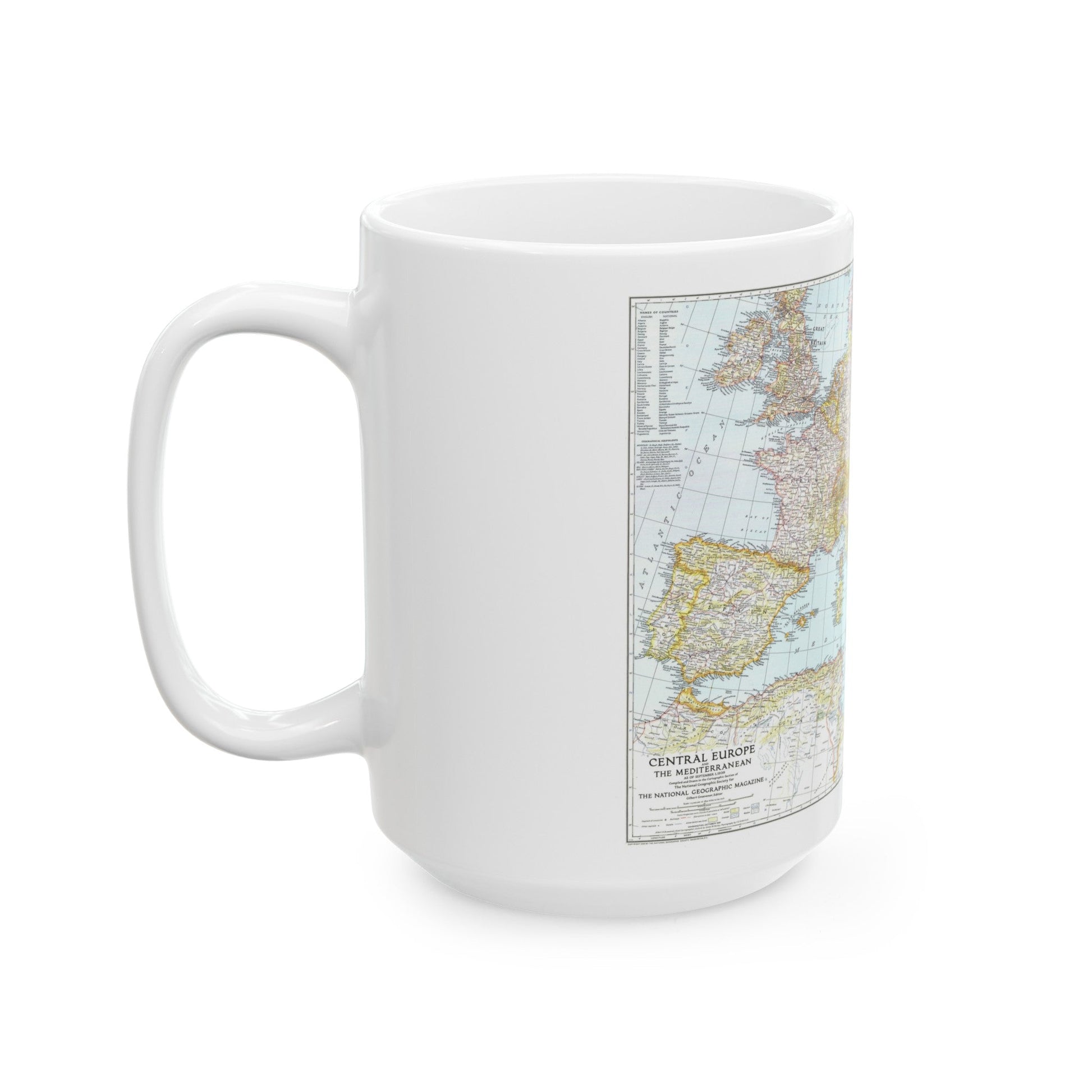 Europe, Central & Mediterranean Sept-1st (1939) (Map) White Coffee Mug-The Sticker Space