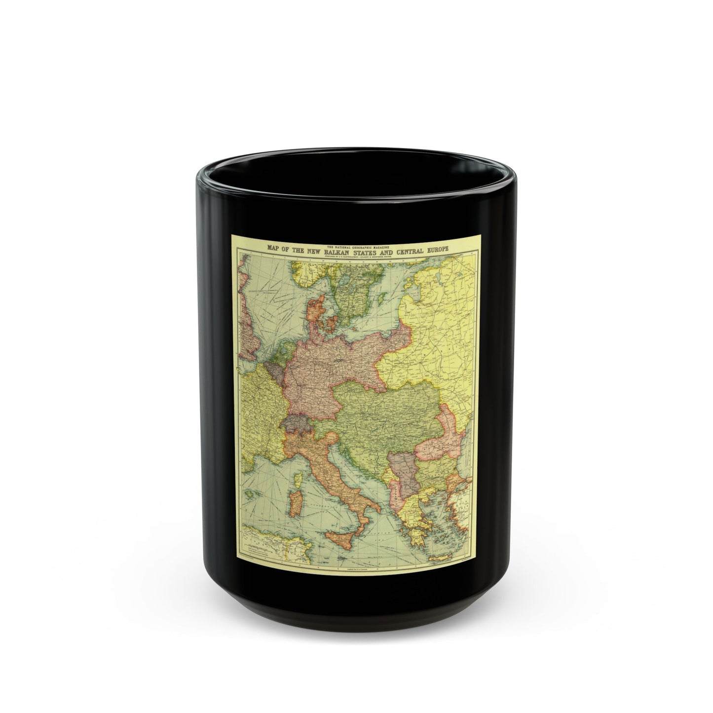 Europe, Central & the Balkan States (1915) (Map) Black Coffee Mug-15oz-The Sticker Space