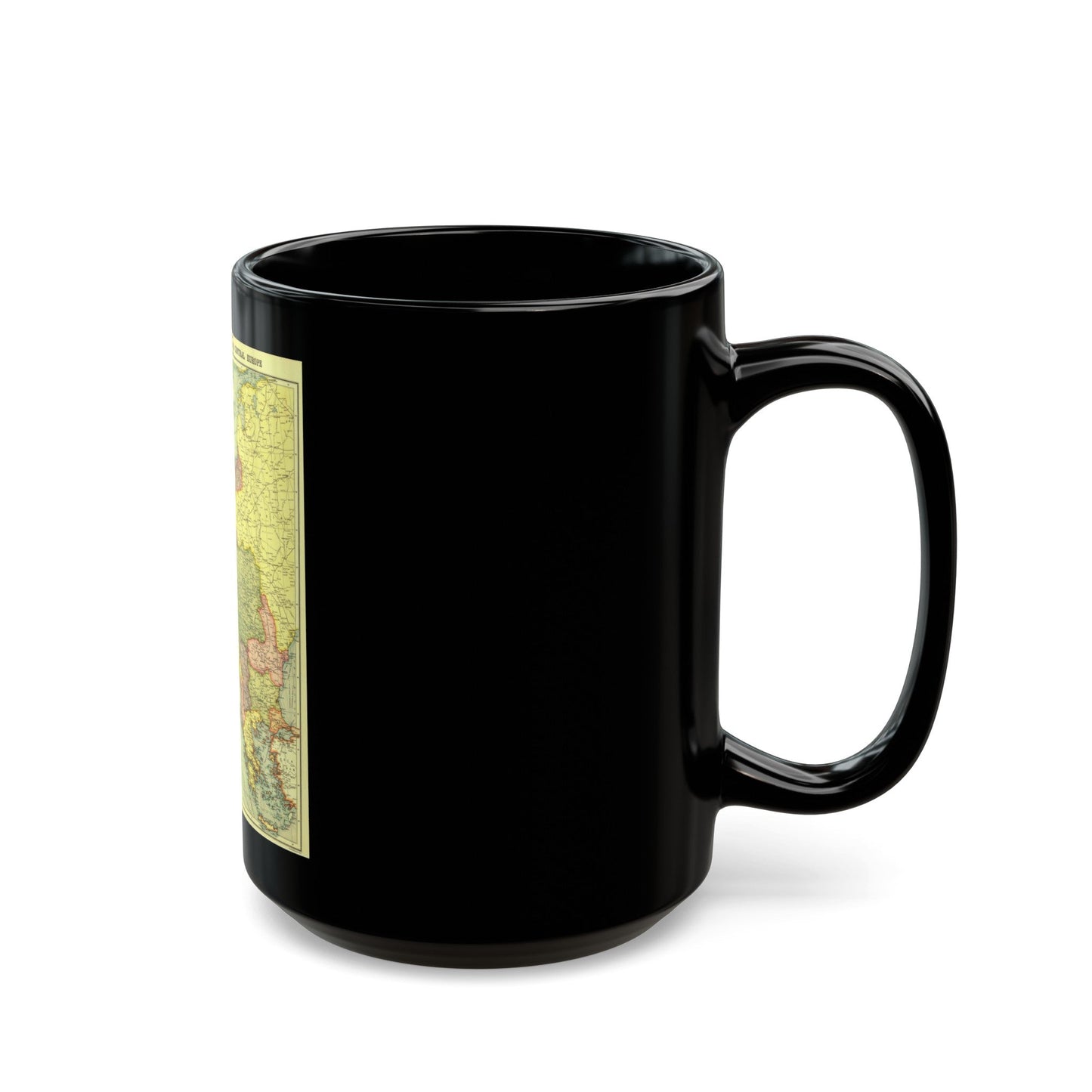 Europe, Central & the Balkan States (1915) (Map) Black Coffee Mug-The Sticker Space