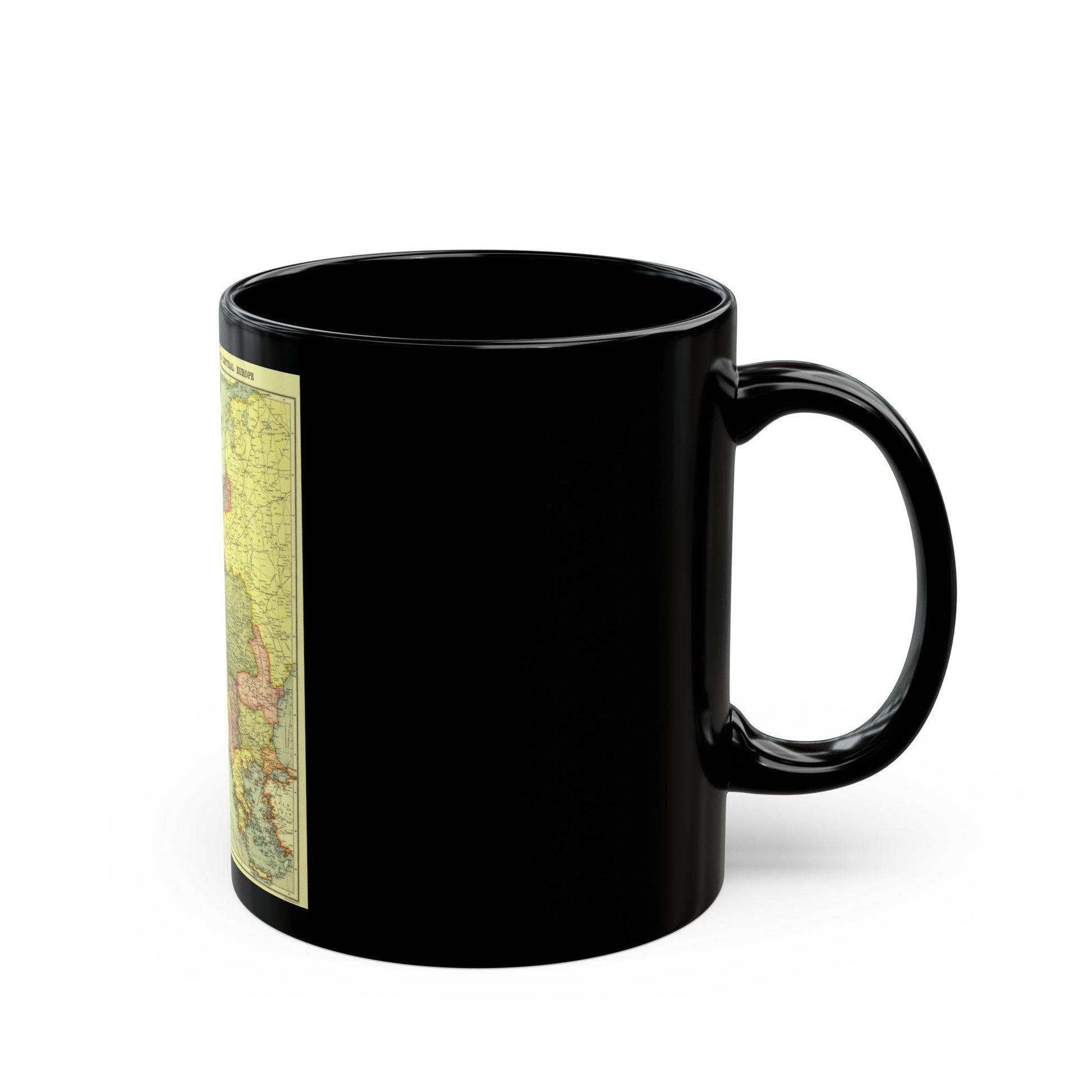 Europe, Central & the Balkan States (1915) (Map) Black Coffee Mug-The Sticker Space