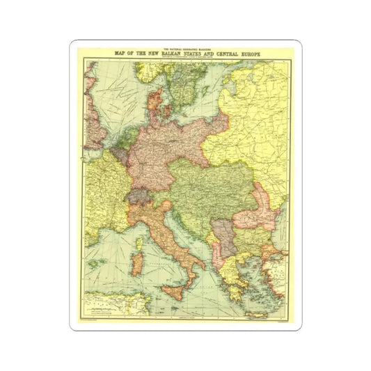 Europe, Central & the Balkan States (1915) (Map) STICKER Vinyl Kiss-Cut Decal 2 Inch White - The Sticker Space