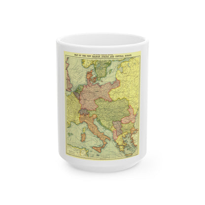 Europe, Central & the Balkan States (1915) (Map) White Coffee Mug-15oz-The Sticker Space