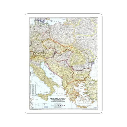 Europe - Central & the Balkan States (1951) (Map) STICKER Vinyl Kiss-Cut Decal 2 Inch White - The Sticker Space
