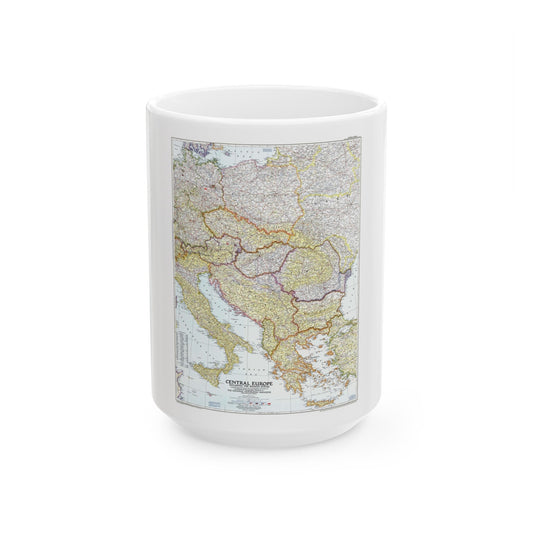 Europe - Central & the Balkan States (1951) (Map) White Coffee Mug-15oz-The Sticker Space