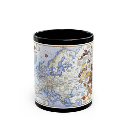 Europe - History The Major Turning Points (1983) (Map) Black Coffee Mug-11oz-The Sticker Space