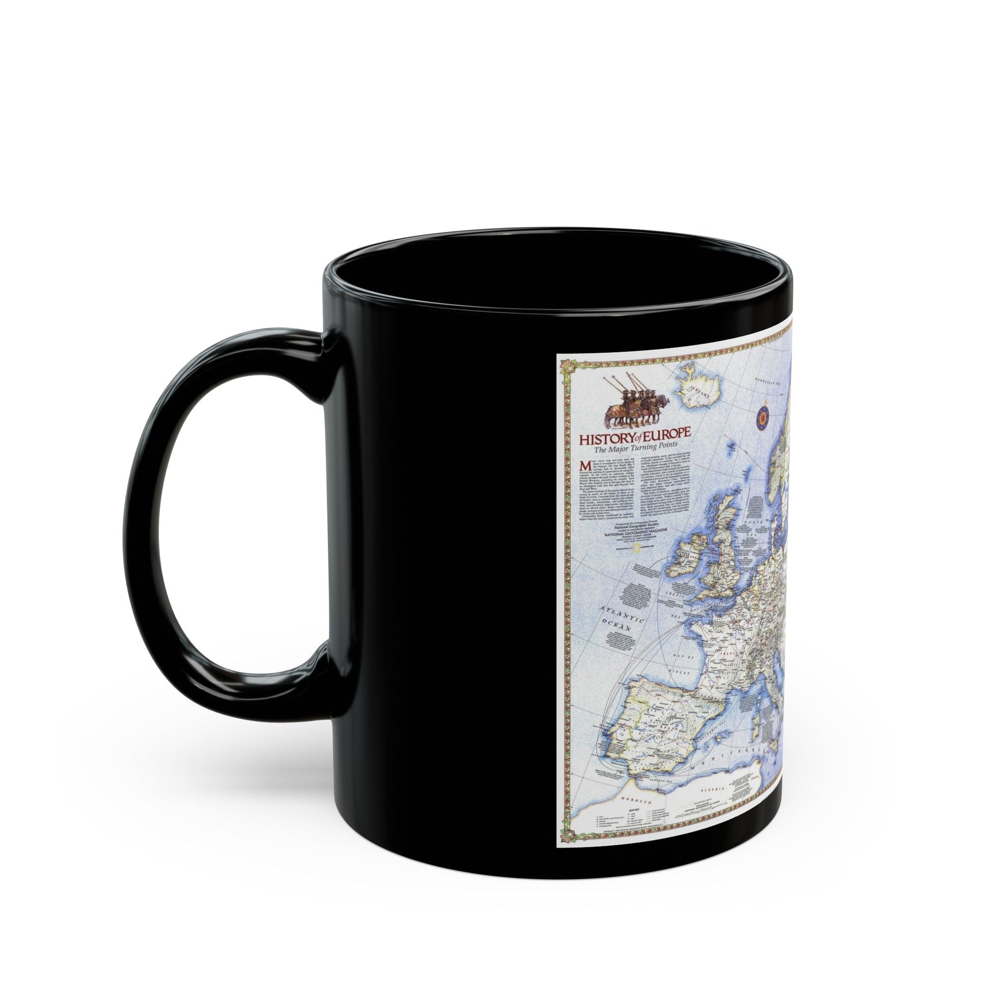 Europe - History The Major Turning Points (1983) (Map) Black Coffee Mug-The Sticker Space