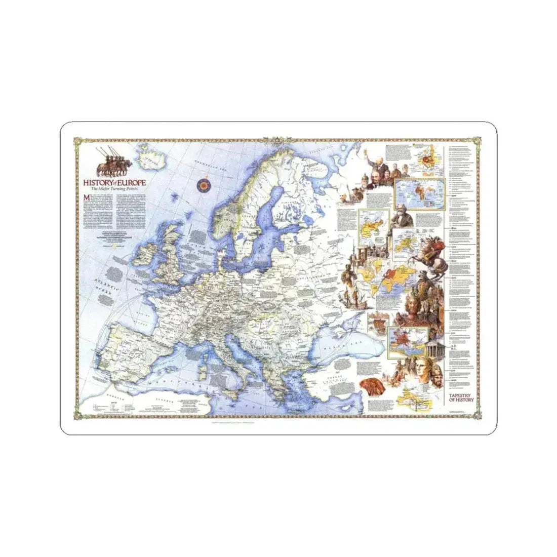 Europe - History The Major Turning Points (1983) (Map) STICKER Vinyl Kiss-Cut Decal 3 Inch White - The Sticker Space