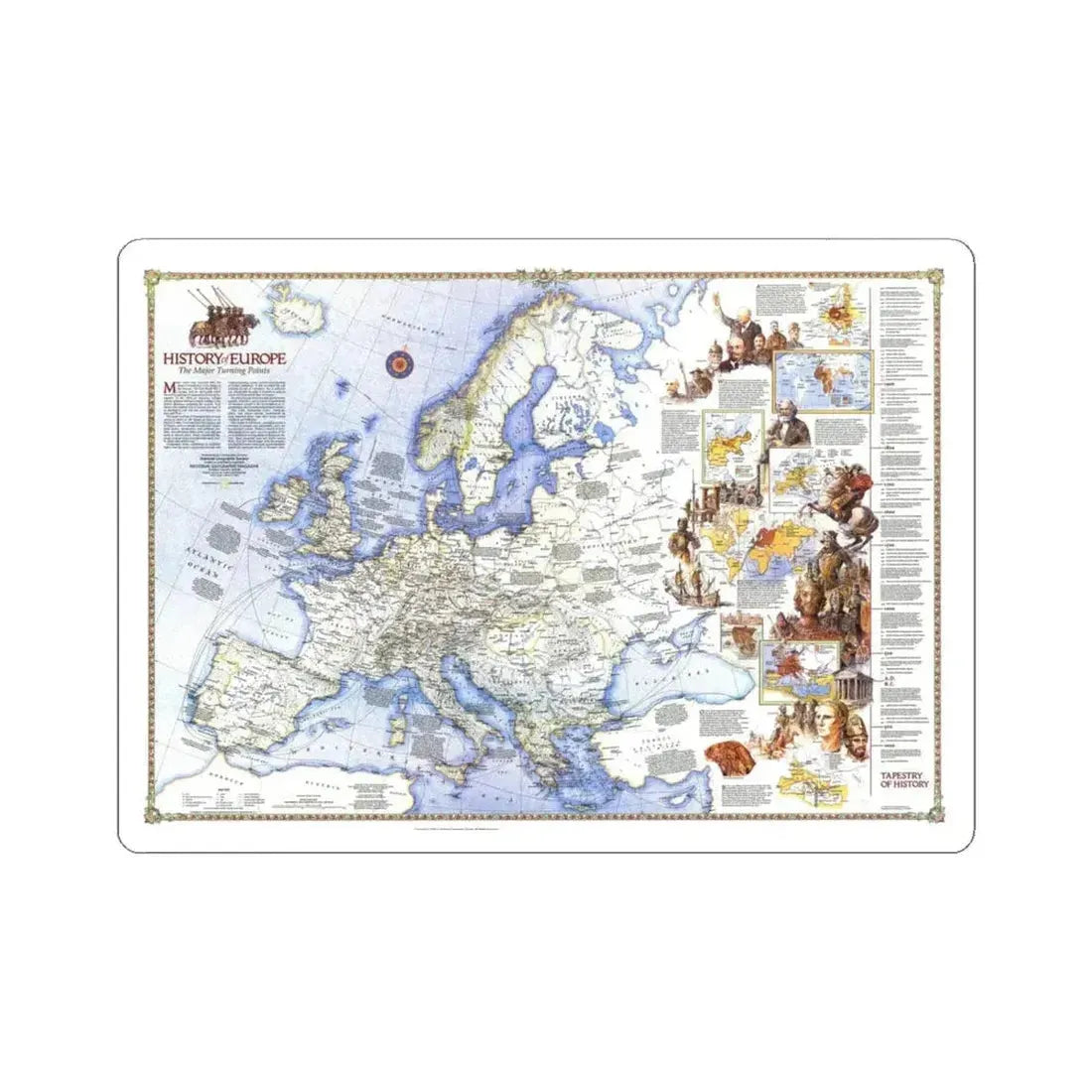 Europe - History The Major Turning Points (1983) (Map) STICKER Vinyl Kiss-Cut Decal 4 Inch White - The Sticker Space