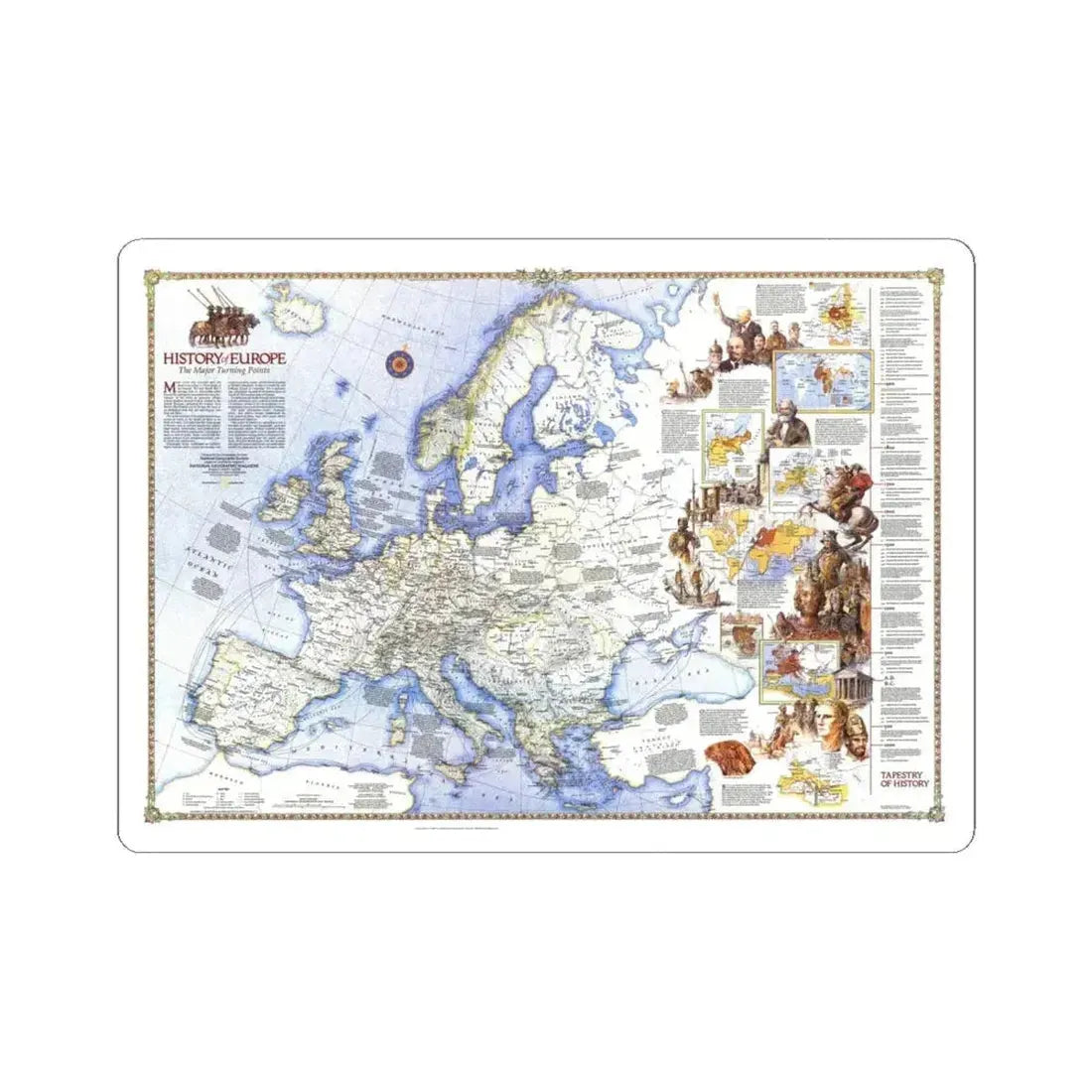 Europe - History The Major Turning Points (1983) (Map) STICKER Vinyl Kiss-Cut Decal 6 Inch White - The Sticker Space