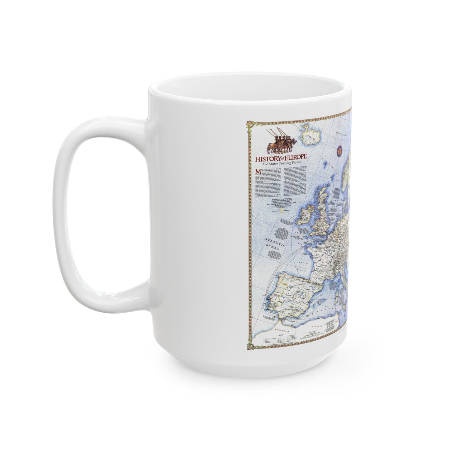 Europe - History The Major Turning Points (1983) (Map) White Coffee Mug-The Sticker Space