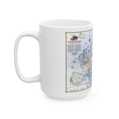 Europe - History The Major Turning Points (1983) (Map) White Coffee Mug-The Sticker Space