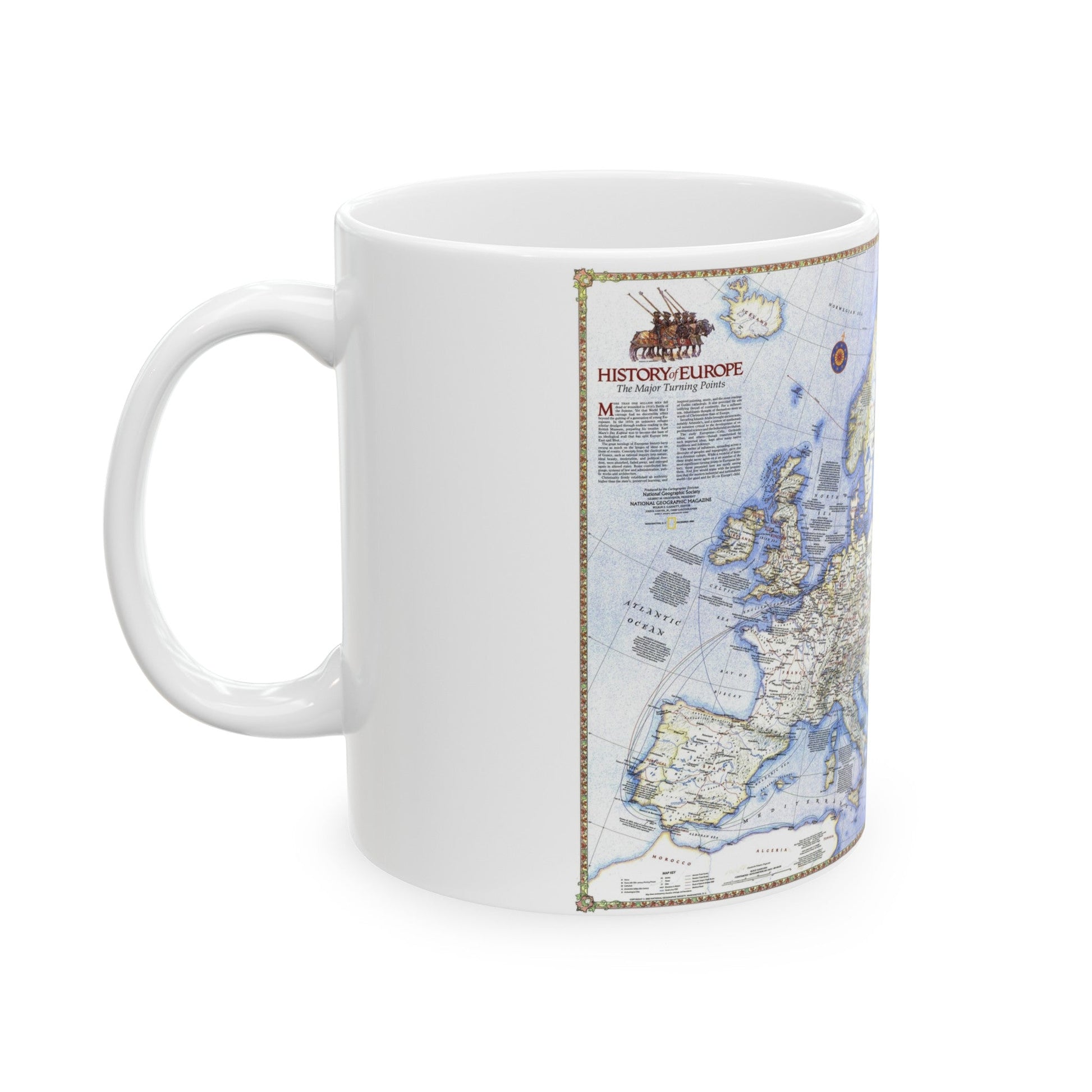 Europe - History The Major Turning Points (1983) (Map) White Coffee Mug-The Sticker Space