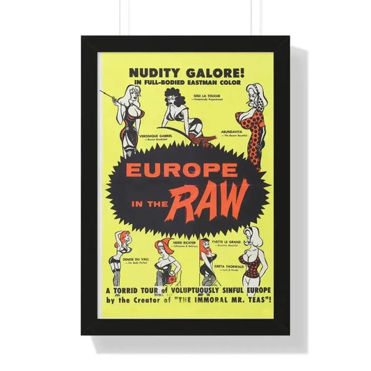 EUROPE IN THE RAW 1963 - Framed Movie Poster 16″ x 24″ Black - The Sticker Space
