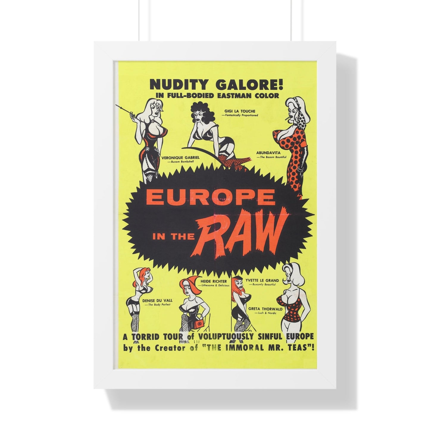 EUROPE IN THE RAW 1963 - Framed Movie Poster-16″ x 24″-The Sticker Space