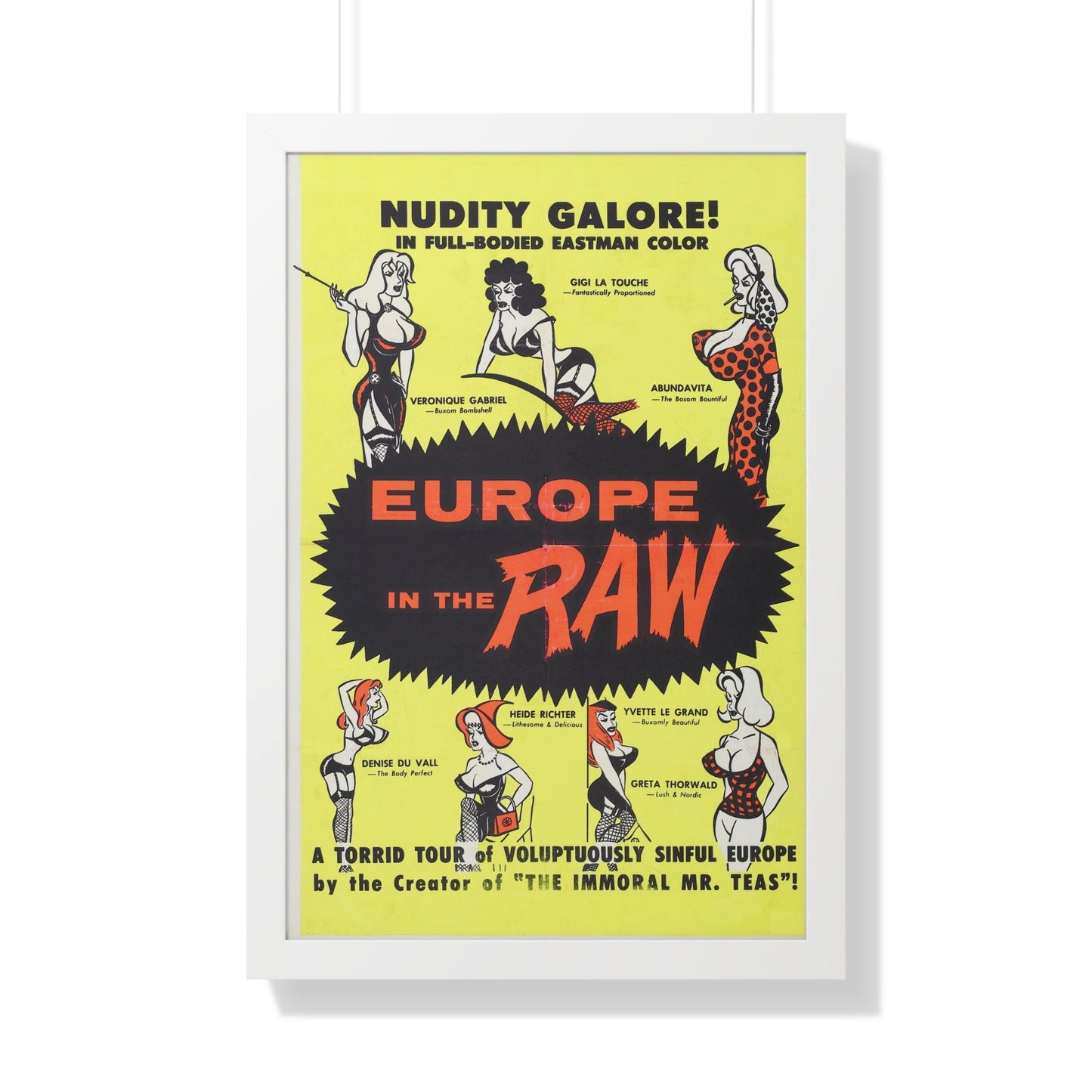 EUROPE IN THE RAW 1963 - Framed Movie Poster-20" x 30"-The Sticker Space