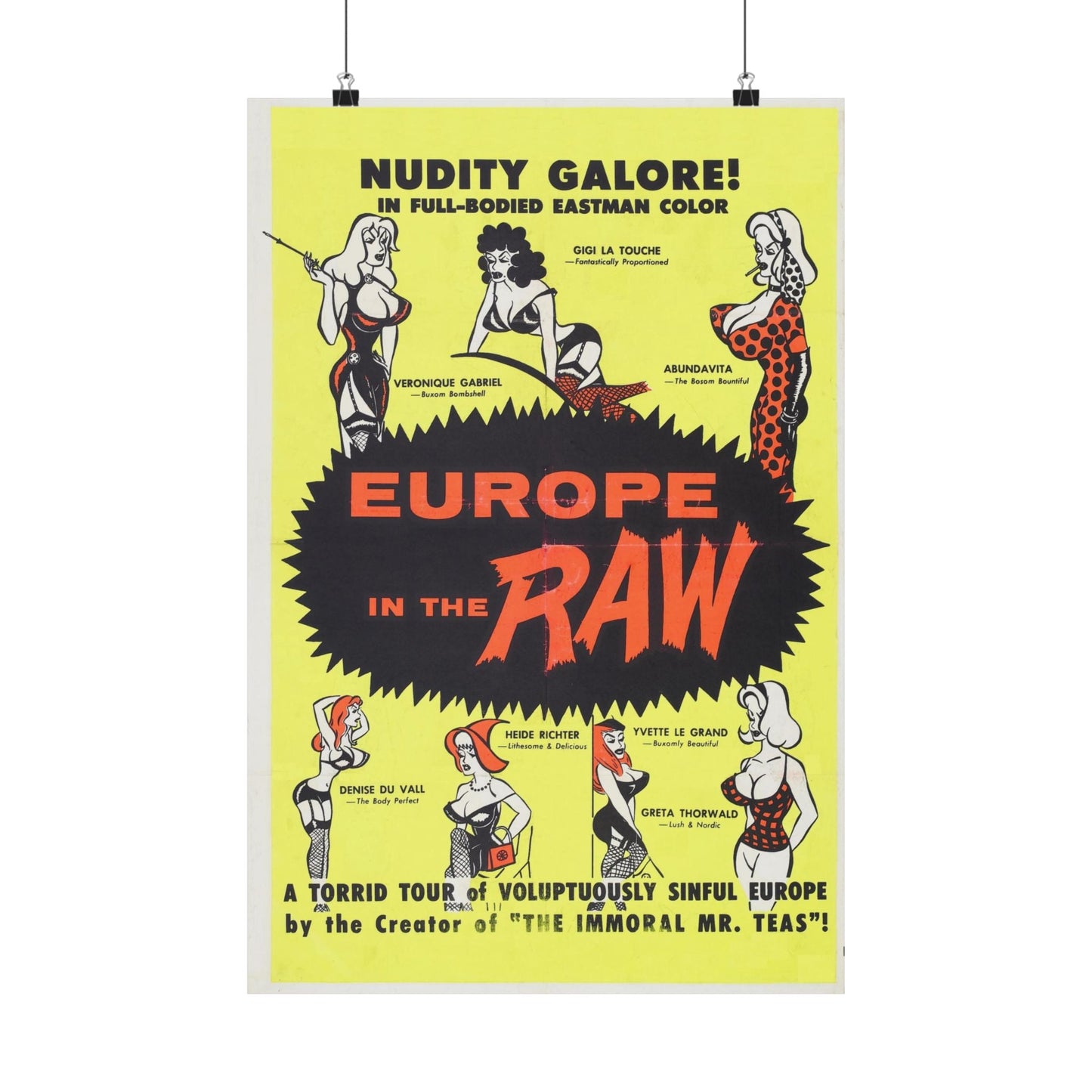 EUROPE IN THE RAW 1963 - Paper Movie Poster-16″ x 24″-The Sticker Space