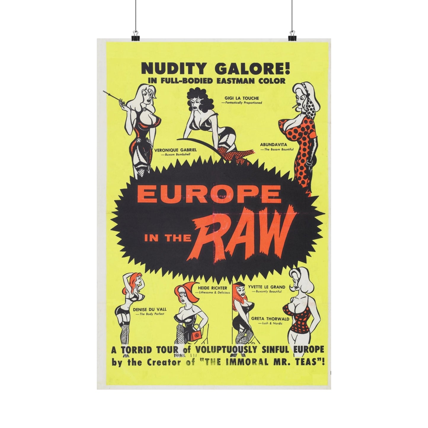 EUROPE IN THE RAW 1963 - Paper Movie Poster-20″ x 30″-The Sticker Space