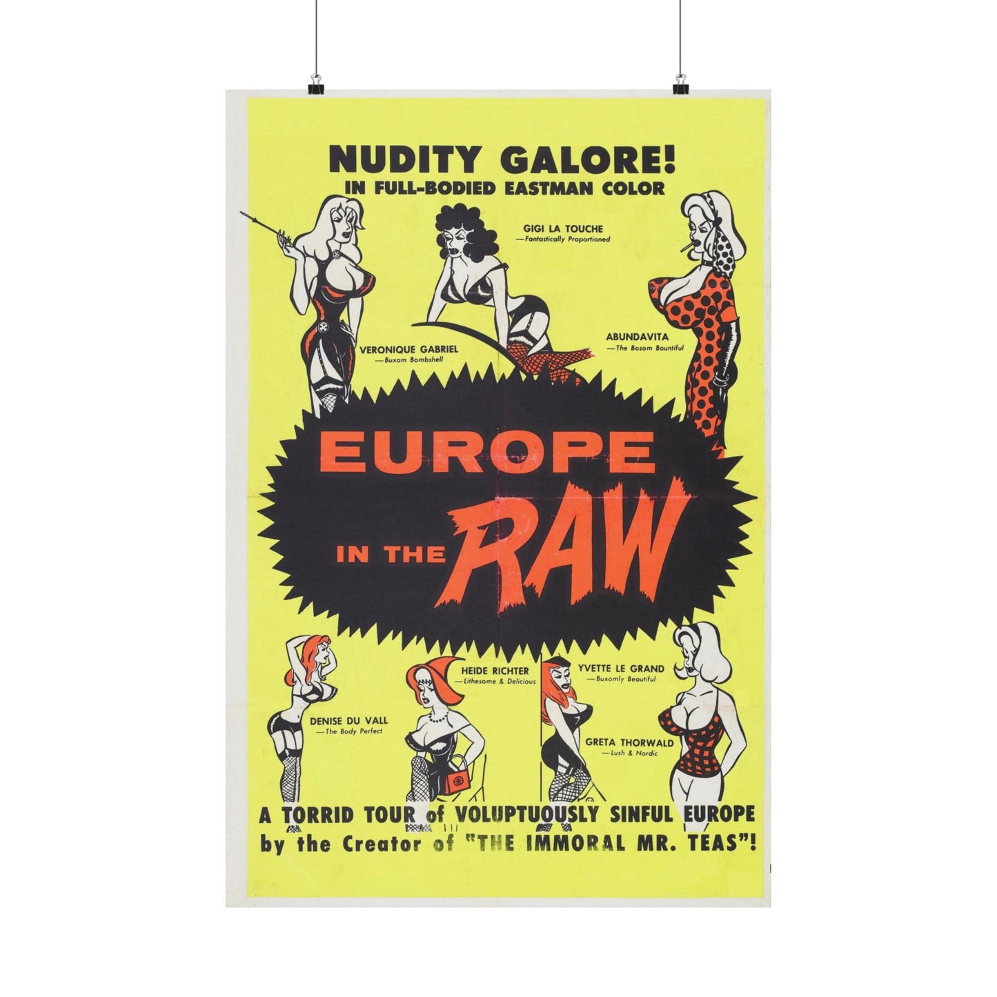 EUROPE IN THE RAW 1963 - Paper Movie Poster-24″ x 36″-The Sticker Space