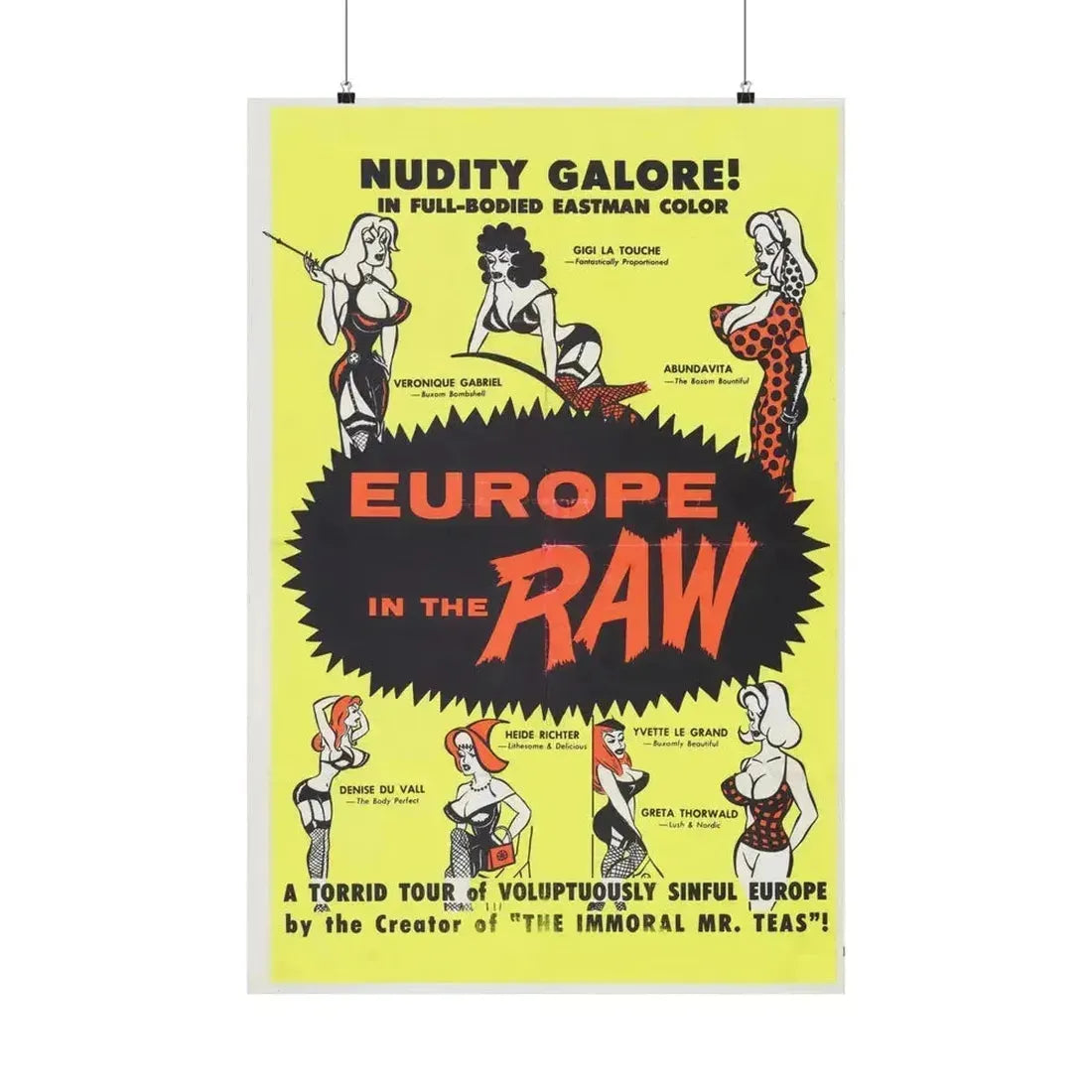 EUROPE IN THE RAW 1963 - Paper Movie Poster 24″ x 36″ Matte - The Sticker Space