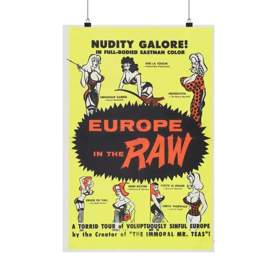 EUROPE IN THE RAW 1963 - Paper Movie Poster - The Sticker Space