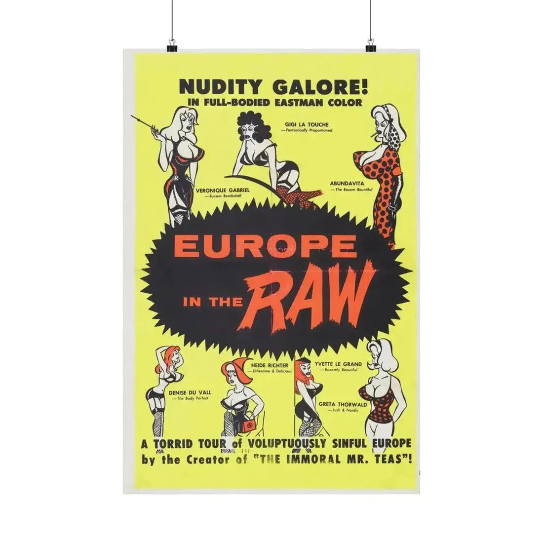 EUROPE IN THE RAW 1963 - Paper Movie Poster - The Sticker Space