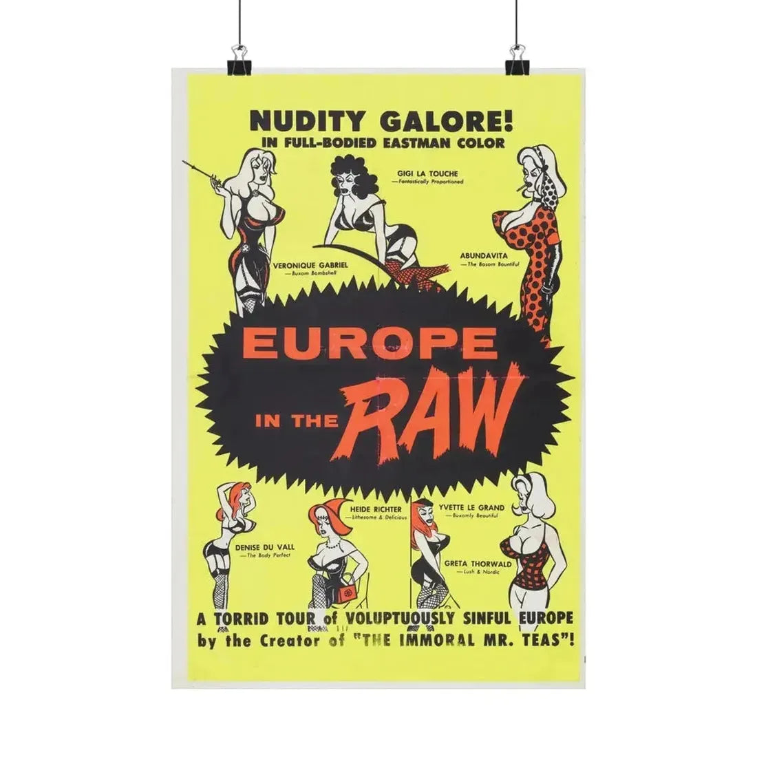 EUROPE IN THE RAW 1963 - Paper Movie Poster - The Sticker Space