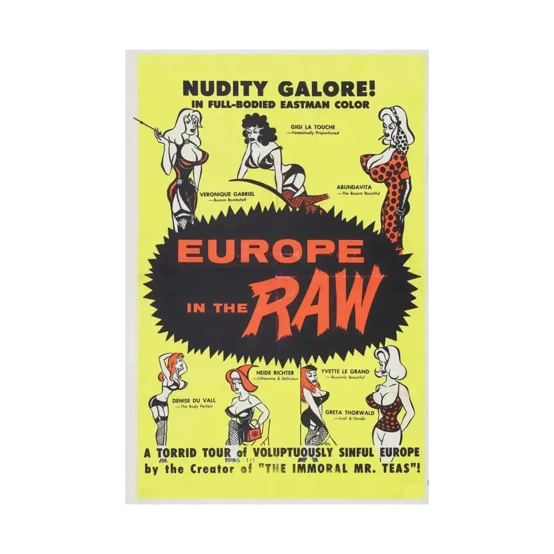 EUROPE IN THE RAW 1963 - Paper Movie Poster - The Sticker Space