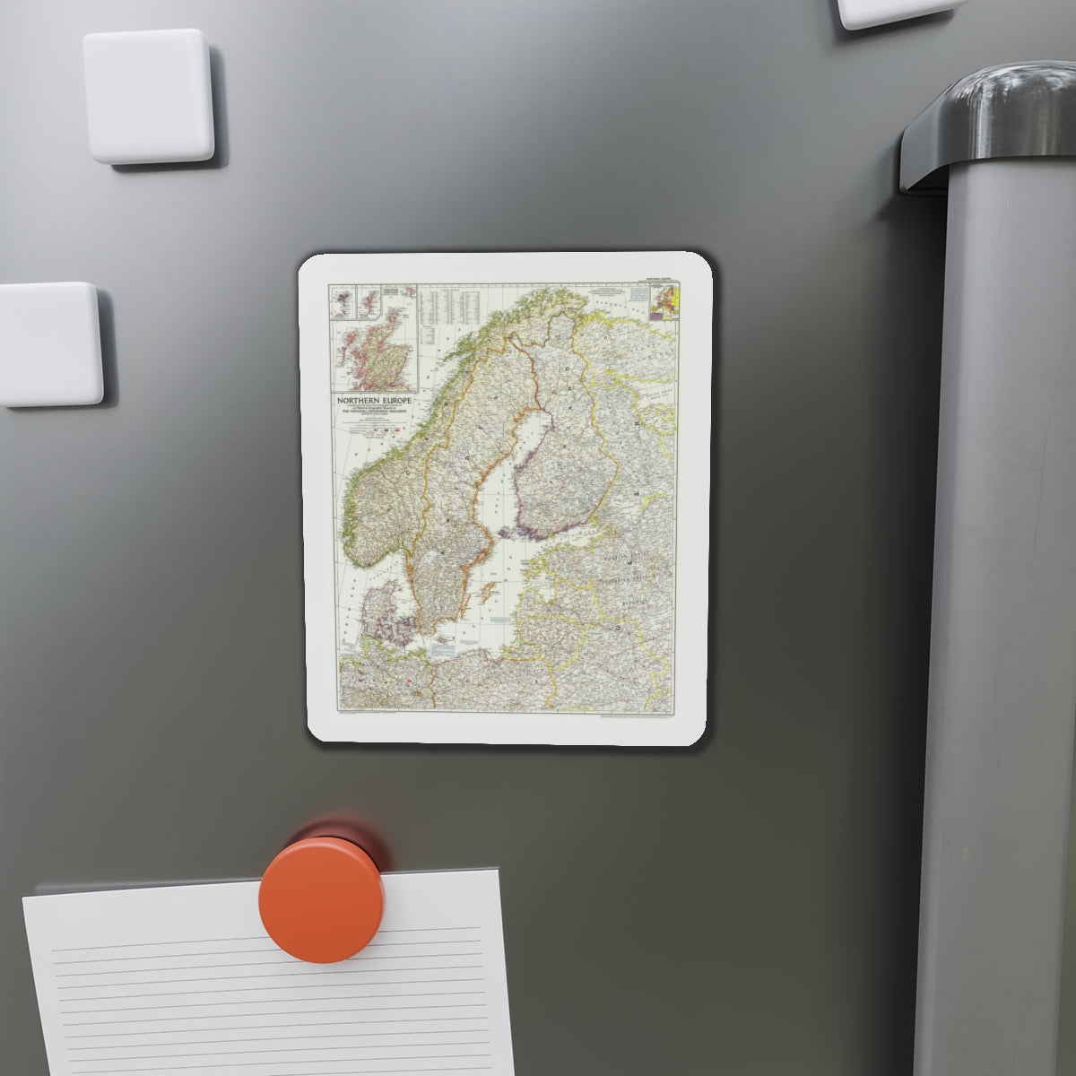 Europe, Northern (1954) (Map) Refrigerator Magnet-The Sticker Space