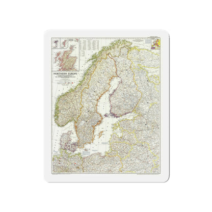 Europe, Northern (1954) (Map) Refrigerator Magnet-4" x 4"-The Sticker Space