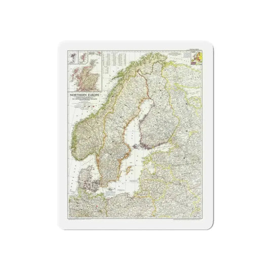 Europe, Northern (1954) (Map) Refrigerator Magnet 6 Inch - The Sticker Space