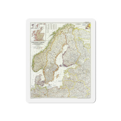 Europe, Northern (1954) (Map) Refrigerator Magnet-6 × 6"-The Sticker Space