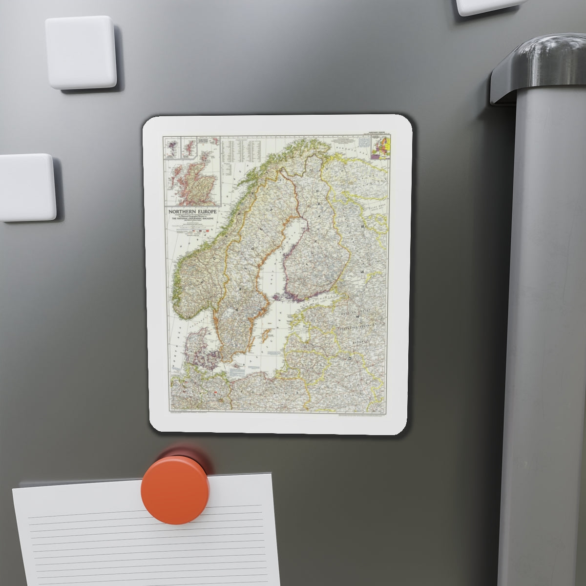 Europe, Northern (1954) (Map) Refrigerator Magnet-The Sticker Space