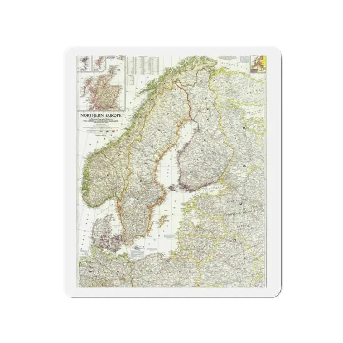 Europe, Northern (1954) (Map) Refrigerator Magnet - The Sticker Space