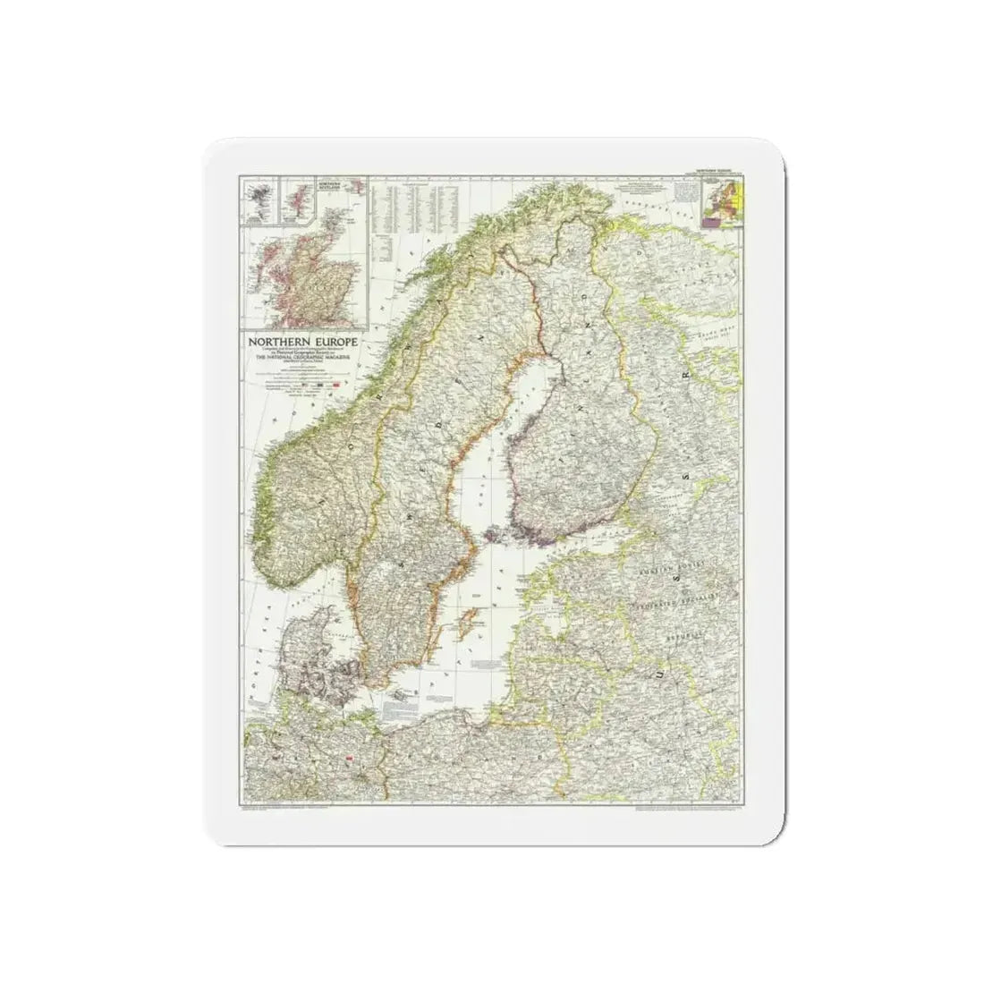 Europe, Northern (1954) (Map) Refrigerator Magnet - The Sticker Space