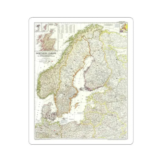 Europe, Northern (1954) (Map) STICKER Vinyl Kiss-Cut Decal 2 Inch White - The Sticker Space