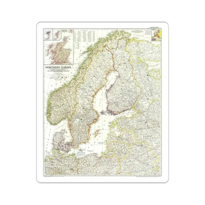 Europe, Northern (1954) (Map) STICKER Vinyl Kiss-Cut Decal 3 Inch White - The Sticker Space