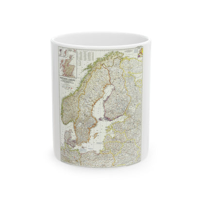 Europe, Northern (1954) (Map) White Coffee Mug-11oz-The Sticker Space