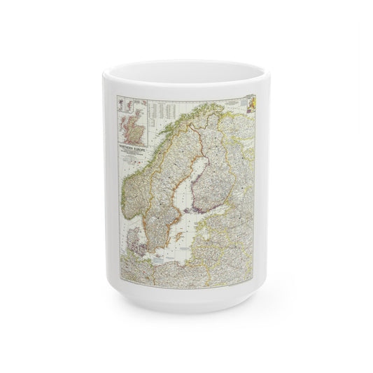 Europe, Northern (1954) (Map) White Coffee Mug-15oz-The Sticker Space