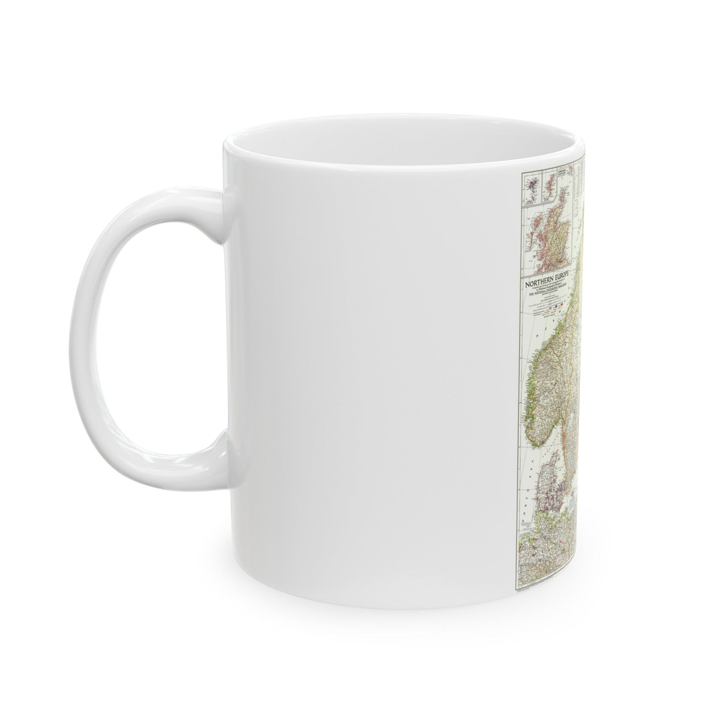 Europe, Northern (1954) (Map) White Coffee Mug-The Sticker Space