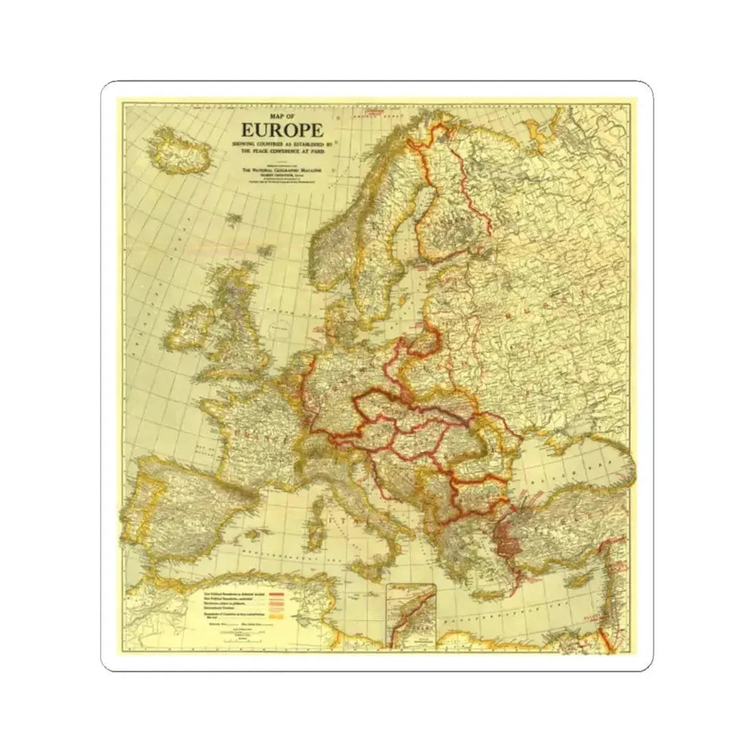 Europe, Peace Conference at Paris (1920) (Map) STICKER Vinyl Kiss-Cut Decal 2 Inch White - The Sticker Space