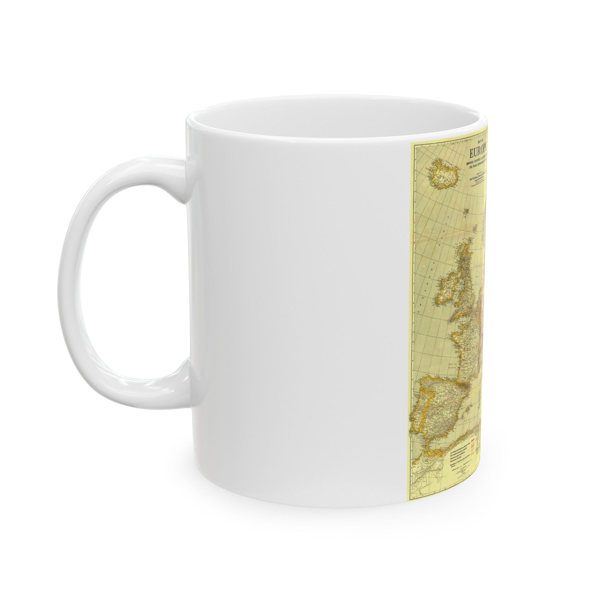 Europe, Peace Conference at Paris (1920) (Map) White Coffee Mug-The Sticker Space