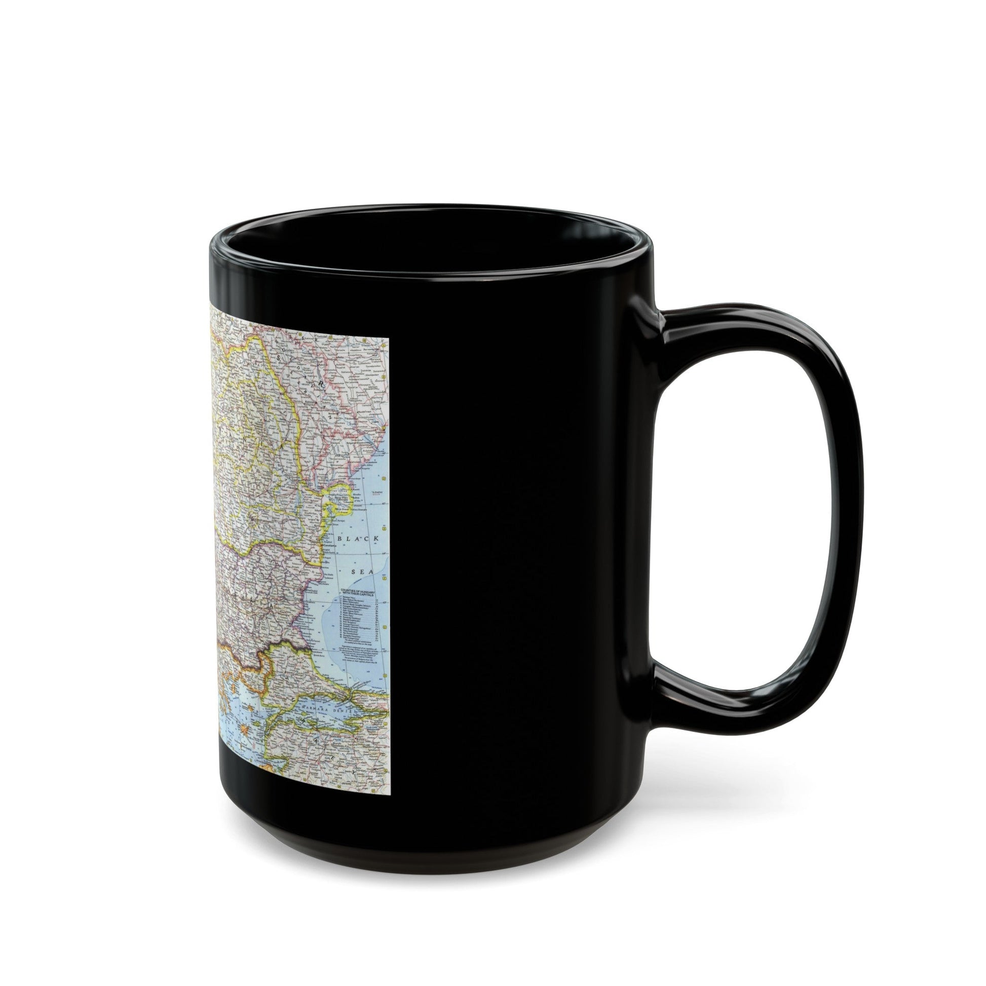 Europe - The Balkans (1962) (Map) Black Coffee Mug-The Sticker Space