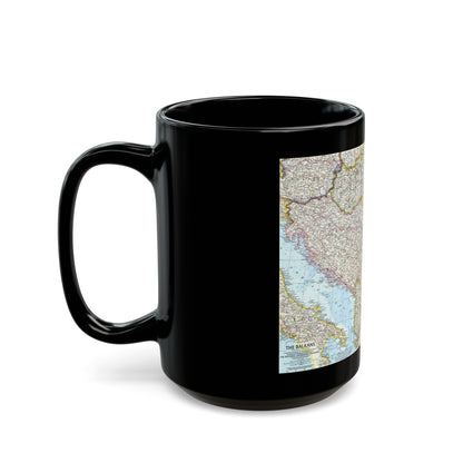 Europe - The Balkans (1962) (Map) Black Coffee Mug-The Sticker Space