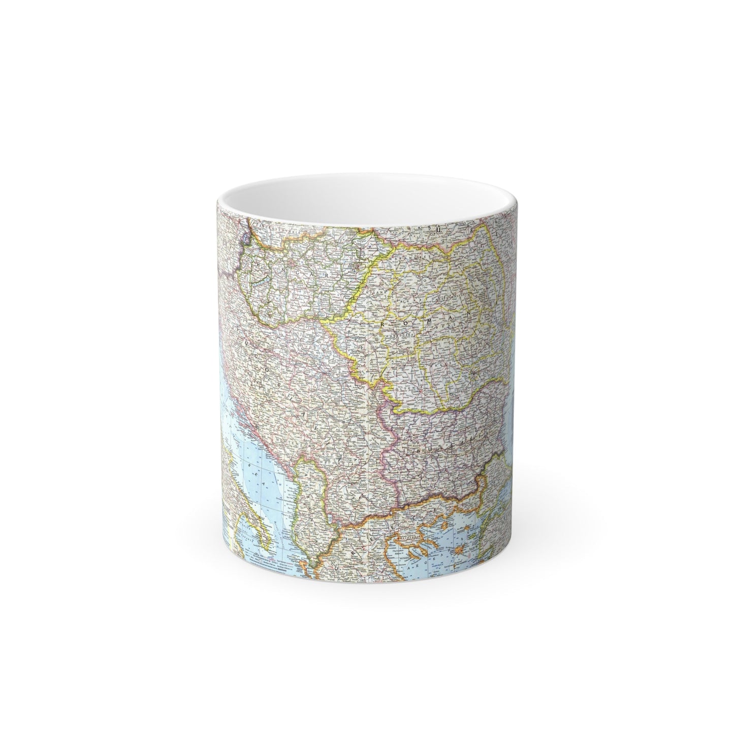 Europe - The Balkans (1962) (Map) Color Changing Mug 11oz-11oz-The Sticker Space